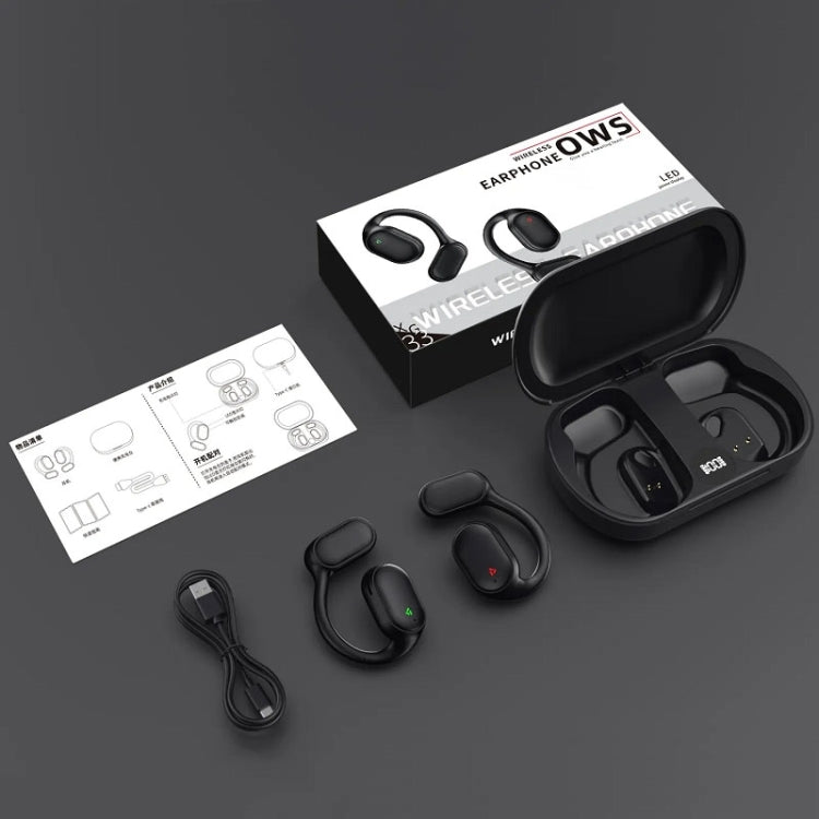 Air Conduction Ear-Hanging LED Digital Display Wireless ENC Noise Reduction Sports Bluetooth Earphones, XG33