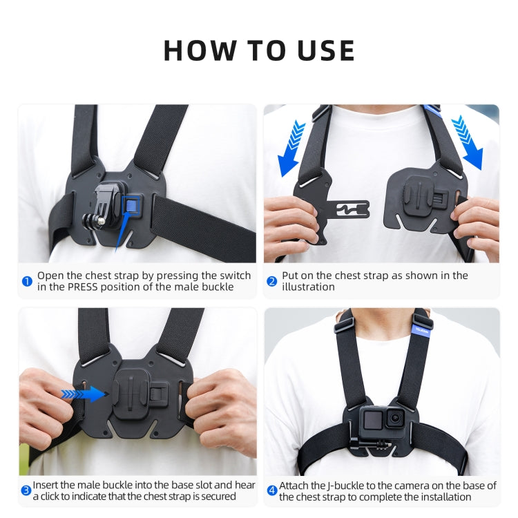 TELESIN  Chest Strap Mount Waistcoat Belt  Mount For Action Camera, GP-UCS-001