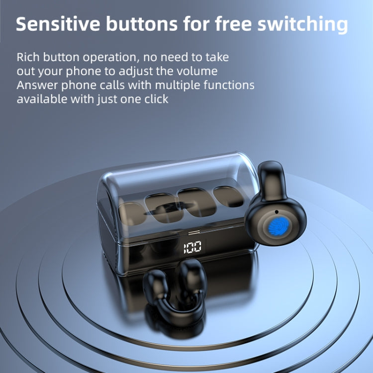 Écouteurs Bluetooth à conduction sonore avec clip auriculaire et compartiment de chargement, FK8 noir, FK8 blanc, FK8 bleu