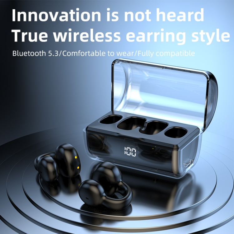 Ear Clip Type Sound Conduction Concept Bluetooth Earphone With Digital Display Charging Compartment, FK8 Black, FK8 White, FK8 Blue