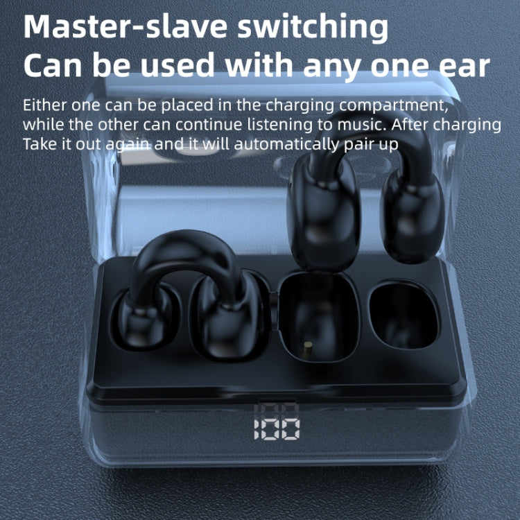 Écouteurs Bluetooth à conduction sonore avec clip auriculaire et compartiment de chargement, FK8 noir, FK8 blanc, FK8 bleu