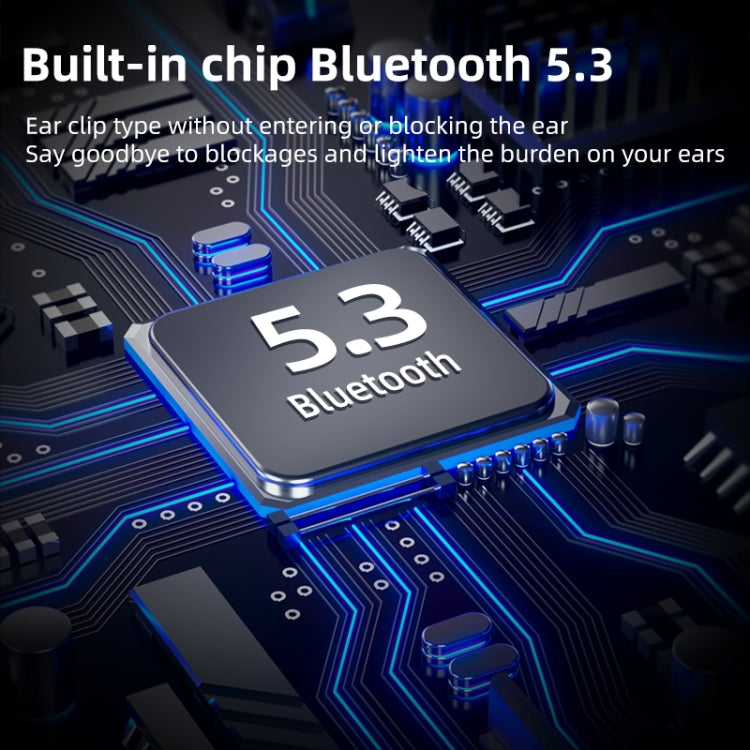 Écouteurs Bluetooth à conduction sonore avec clip auriculaire et compartiment de chargement, FK8 noir, FK8 blanc, FK8 bleu