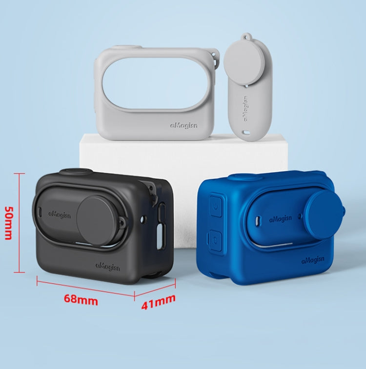 For Insta360 GO 3 AMagisn Silicone Body Cover Protective Case With Lanyard