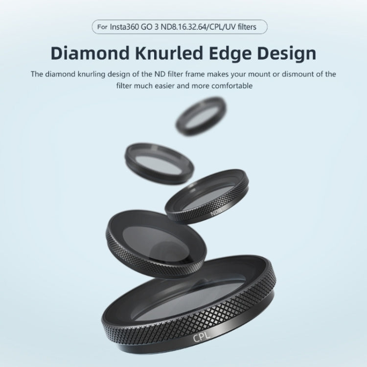 For Insta360 GO 3 / Go 2 AMagisn Lens Filters Waterproof Filter, ND8, ND16, ND32, ND64, UV, CPL, ND8+16+32, ND8+16+32+CPL, ND8+16+32+64