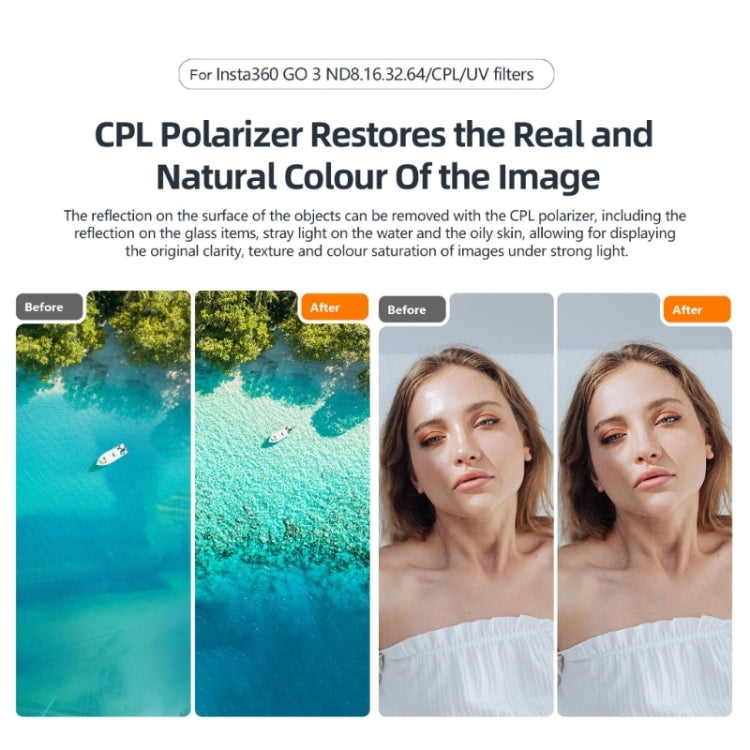 For Insta360 GO 3 / Go 2 AMagisn Lens Filters Waterproof Filter, ND8, ND16, ND32, ND64, UV, CPL, ND8+16+32, ND8+16+32+CPL, ND8+16+32+64