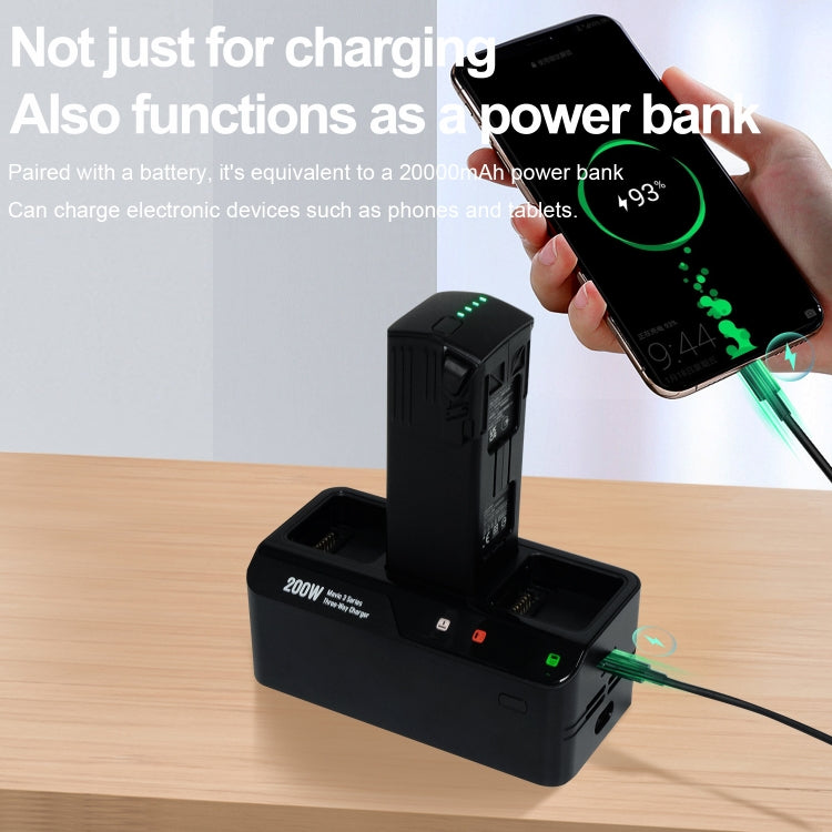 For DJI Mavic 3 Series LKTOP 200W 3-Channel Battery Charger, US Plug, EU Plug