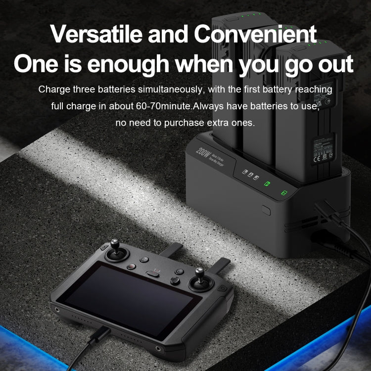 For DJI Mavic 3 Series LKTOP 200W 3-Channel Battery Charger, US Plug, EU Plug