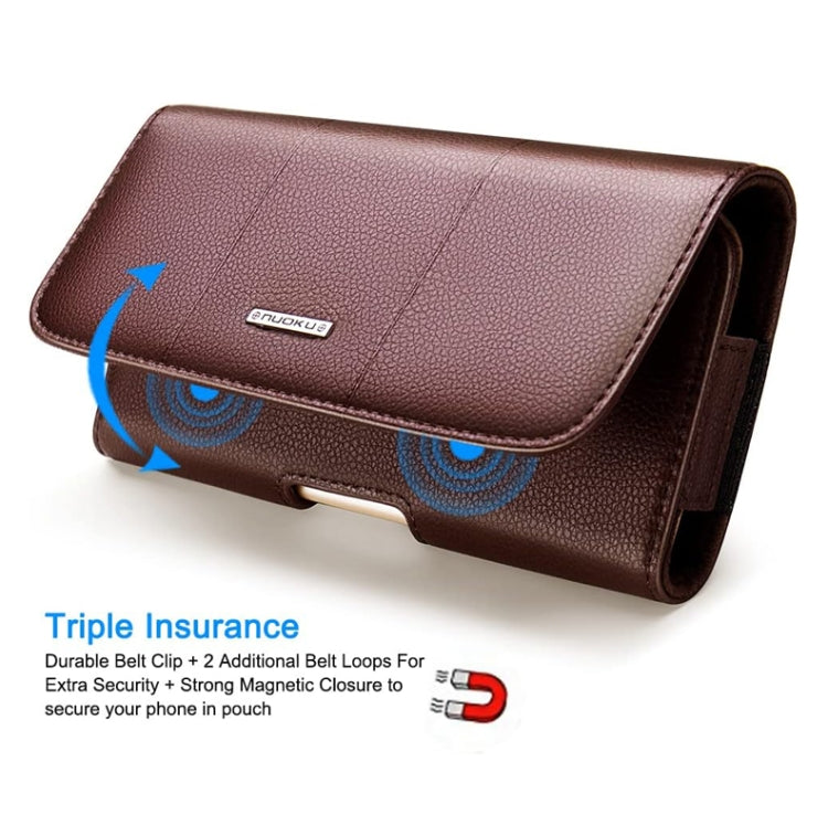 Nuoku Magnetic Flaps Leather Belt Case For Smart Phones