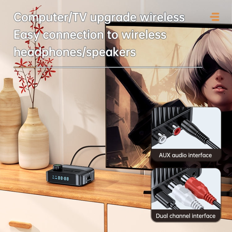 Digital Display Bluetooth 5.3 Audio Receiver Transmitter Support USB /TF Card MP3 Player, C68