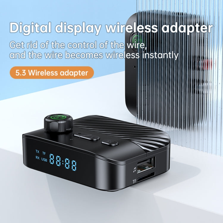 Digital Display Bluetooth 5.3 Audio Receiver Transmitter Support USB /TF Card MP3 Player, C68