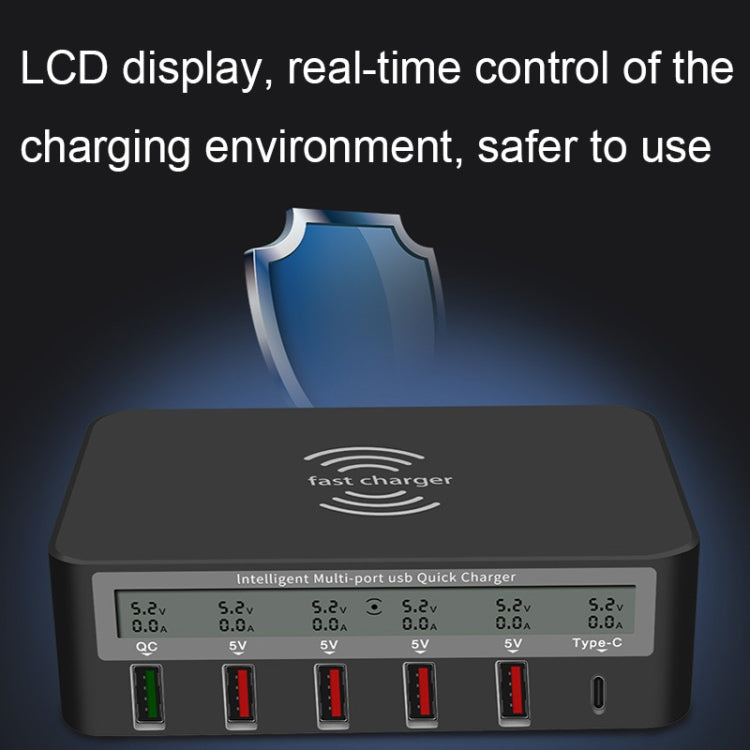 818F 5 USB Ports + Type-C Multifunctional Multi-Port Wireless Charger