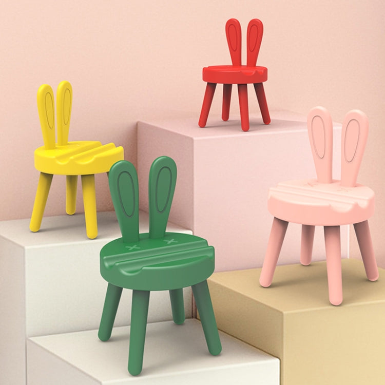 Cartoon Chair Shape Desktop Mobile Phone Holder Cute Mini Universal Phone Rack, Rabbit(Green)