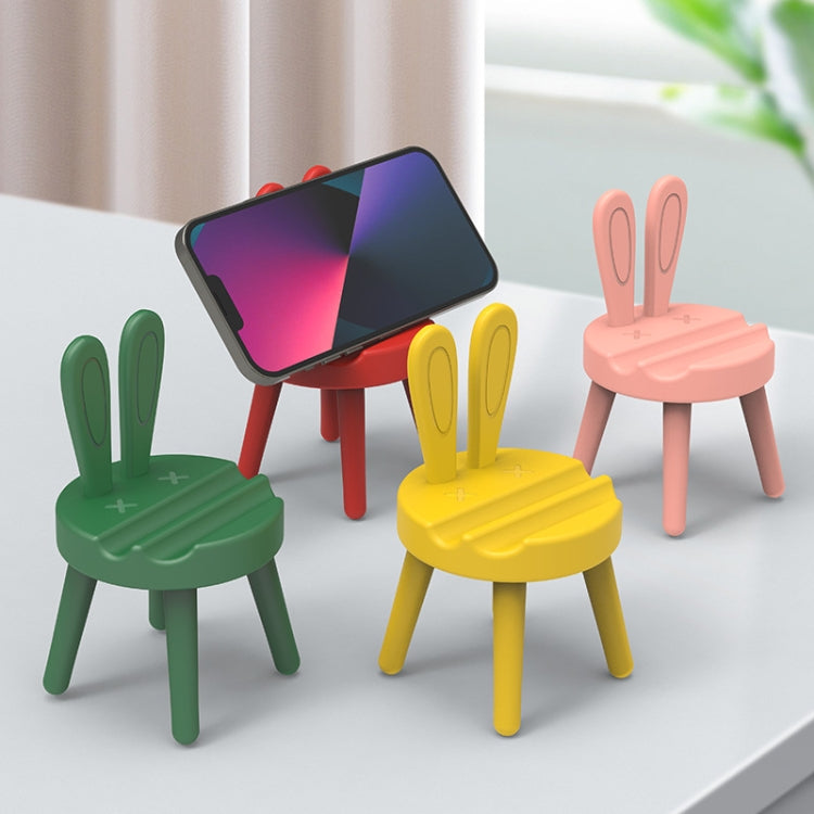 Cartoon Chair Shape Desktop Mobile Phone Holder Cute Mini Universal Phone Rack, Rabbit(Green)