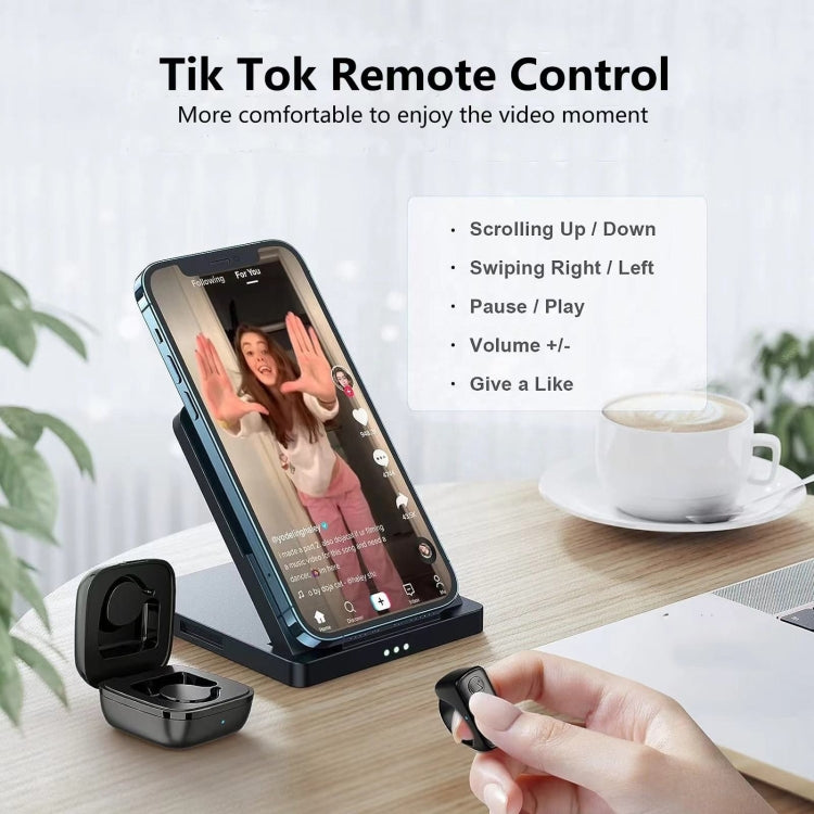 Mobile Phone Bluetooth Fingertip Remote Control Ring With Charging Compartment