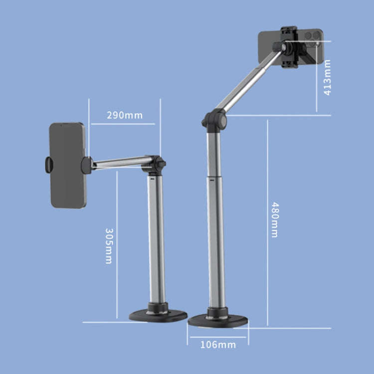 Mobile Live Piercing Bracket Aluminum Alloy 360 Degree Rotation Telescopic Adjustment Bedside Desktop Live Bracket, B90