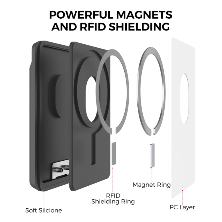 For IPhone 15 AhaStyle PT133-H Phone Magnetic Card Holder Stand Organizer Card Case