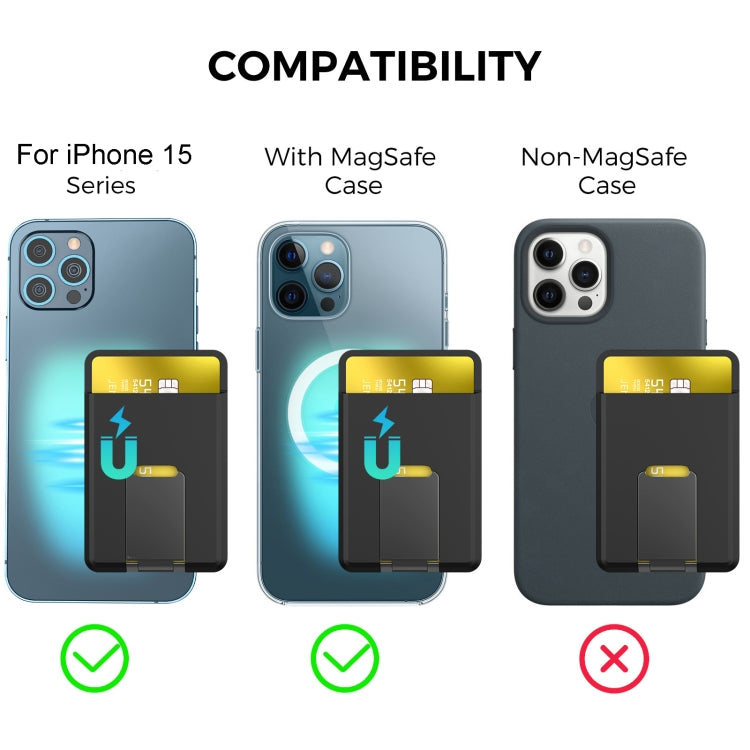 For IPhone 15 AhaStyle PT133-H Phone Magnetic Card Holder Stand Organizer Card Case