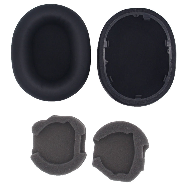 2pcs For Sony WH-1000XM5 Headphone Sponge Leather Case Earmuffs, WH-1000XM5(Black), WH-1000XM5(Platinum Silver)