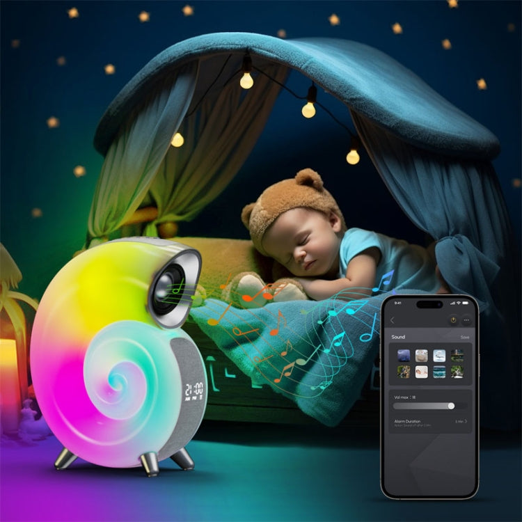 Conch-Shaped APP Controls Wake-Up Smart Clock Bluetooth Speakers With White Noise, N70 Conch