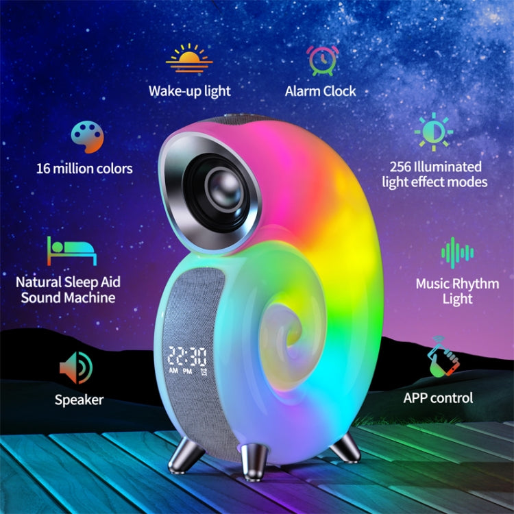 Conch-Shaped APP Controls Wake-Up Smart Clock Bluetooth Speakers With White Noise, N70 Conch