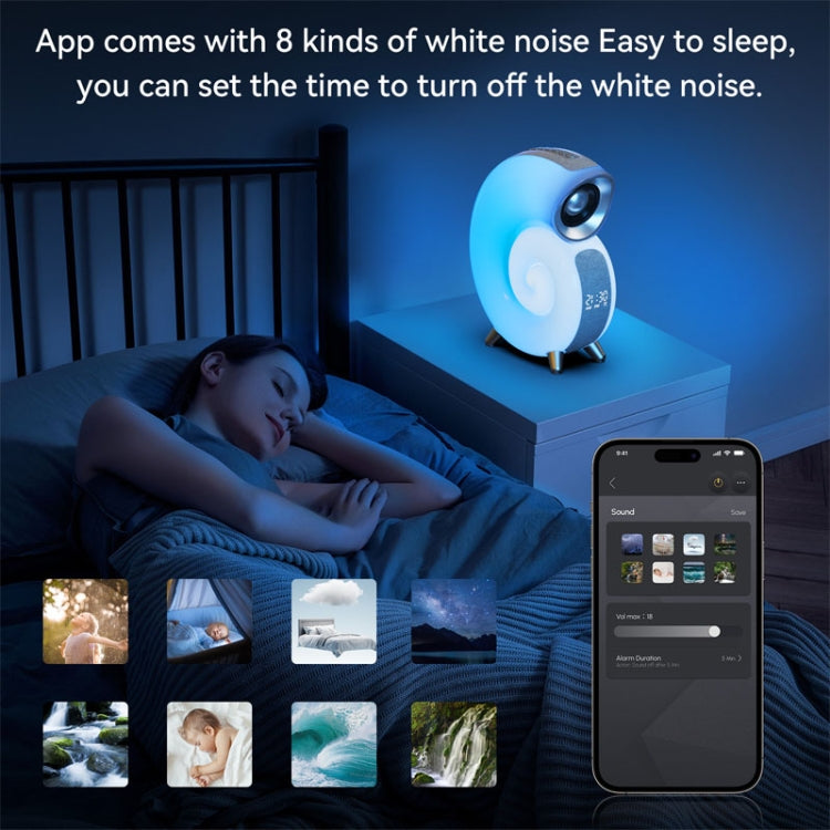 Conch-Shaped APP Controls Wake-Up Smart Clock Bluetooth Speakers With White Noise, N70 Conch