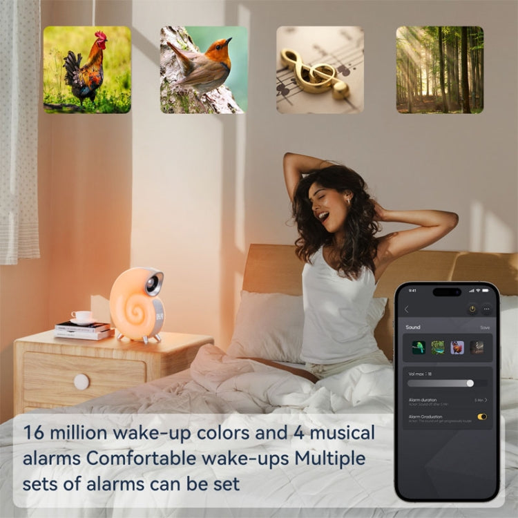 Conch-Shaped APP Controls Wake-Up Smart Clock Bluetooth Speakers With White Noise, N70 Conch