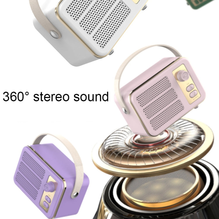 Mini Retro HIFI Level Stereo Sound Handheld Portable Bluetooth Speaker, Pink, White, Purple, Green