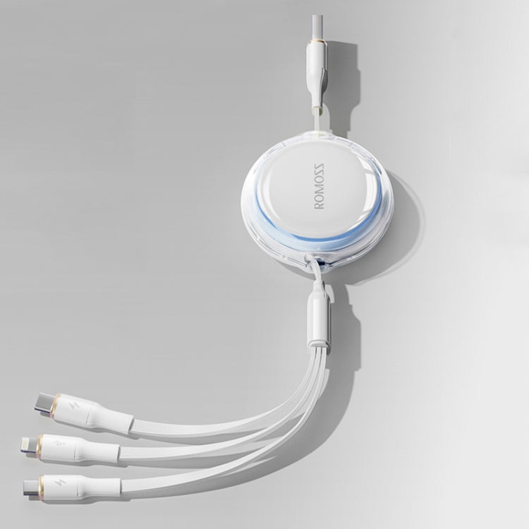 ROMOSS CB258L 6A 3-In-1 Telescopic Data Charging Cable USB-A To Type-C & 8 Pin & Micro Wire, 6A USB-A To Type-C & 8 Pin & Micro, 6A  USB-A To Type-C & 8 Pin & Micro