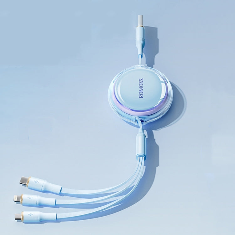 ROMOSS CB258L 6A 3-In-1 Telescopic Data Charging Cable USB-A To Type-C & 8 Pin & Micro Wire, 6A USB-A To Type-C & 8 Pin & Micro, 6A  USB-A To Type-C & 8 Pin & Micro