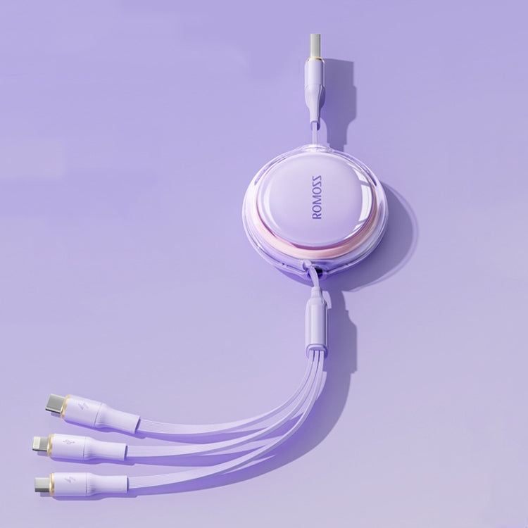 ROMOSS CB258L 6A 3-In-1 Telescopic Data Charging Cable USB-A To Type-C & 8 Pin & Micro Wire, 6A USB-A To Type-C & 8 Pin & Micro, 6A  USB-A To Type-C & 8 Pin & Micro