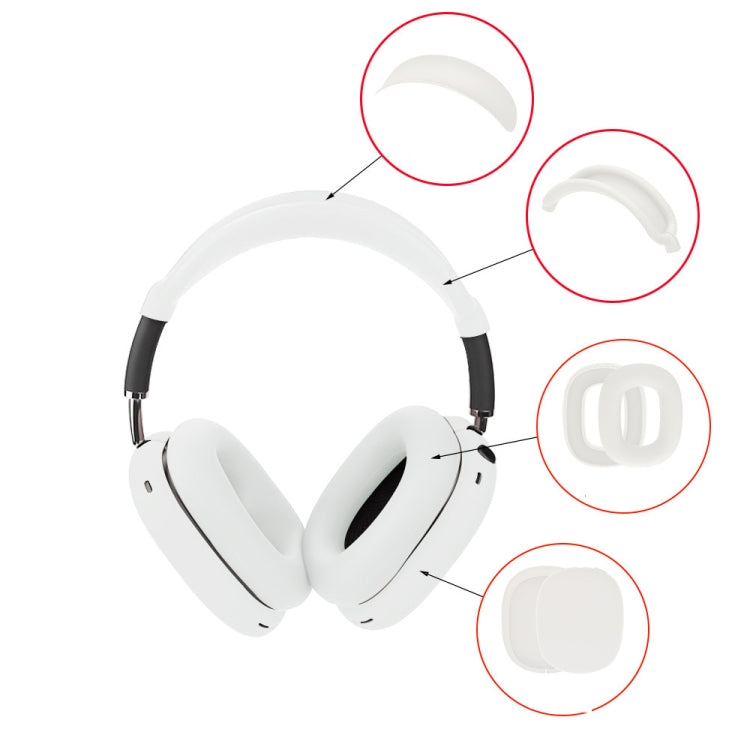 For AirPods Max 2 / Max Headphones 4-in-1 Silicone Replacement Cover Kit, 4-in-1 (Transparent Black), 4-in-1 (White), 4-in-1 (Red)