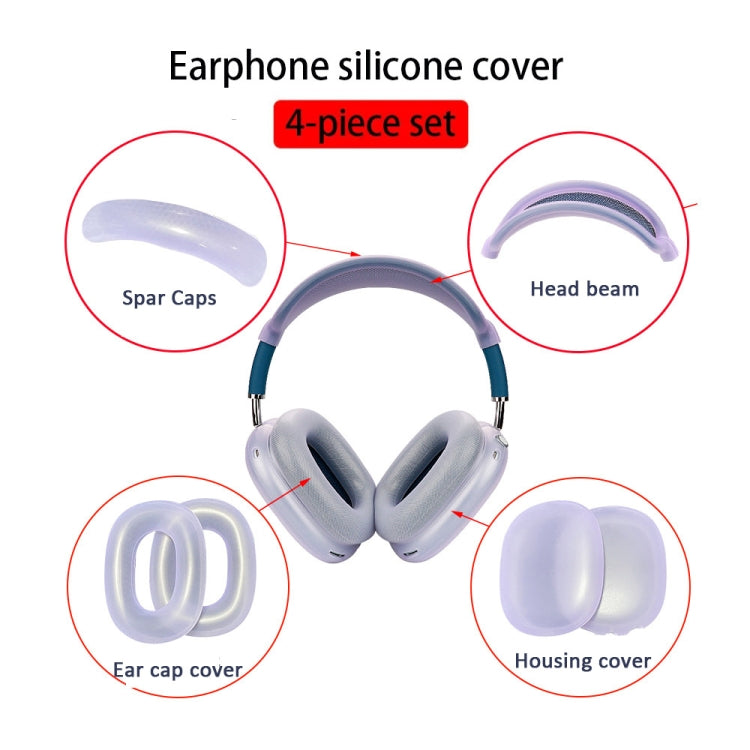 For AirPods Max 2 / Max Headphones 4-in-1 Silicone Replacement Cover Kit, 4-in-1 (Transparent Black), 4-in-1 (White), 4-in-1 (Red)