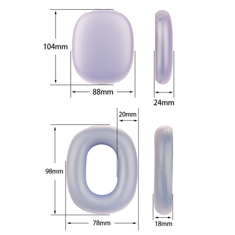 For AirPods Max 2 / Max Headphones 4-in-1 Silicone Replacement Cover Kit, 4-in-1 (Transparent Black), 4-in-1 (White), 4-in-1 (Red)