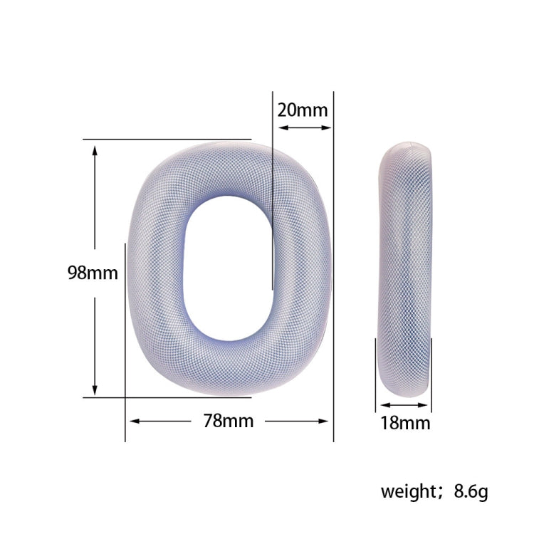 Cache-oreilles de rechange pour écouteurs AirPods Max, noir transparent, violet transparent