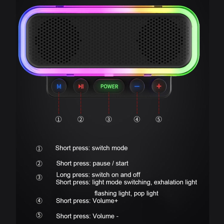 Wireless Bluetooth Speaker Subwoofer with Colorful Lights Supports U Disk, Z6