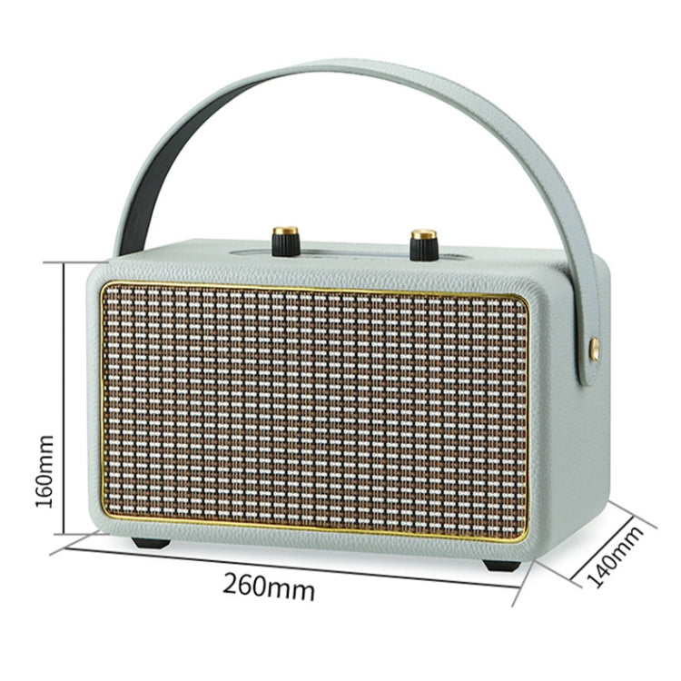 Leather Texture Portable Wooden Home Karaoke Bluetooth Speaker, Gray+Dual-microphone, Gray
