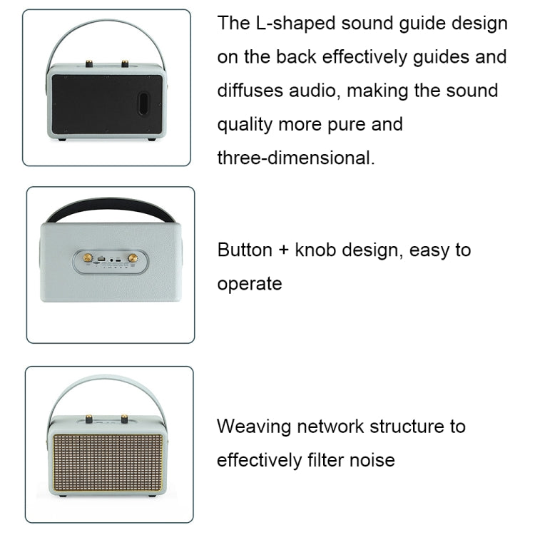 Leather Texture Portable Wooden Home Karaoke Bluetooth Speaker, Gray+Dual-microphone, Gray