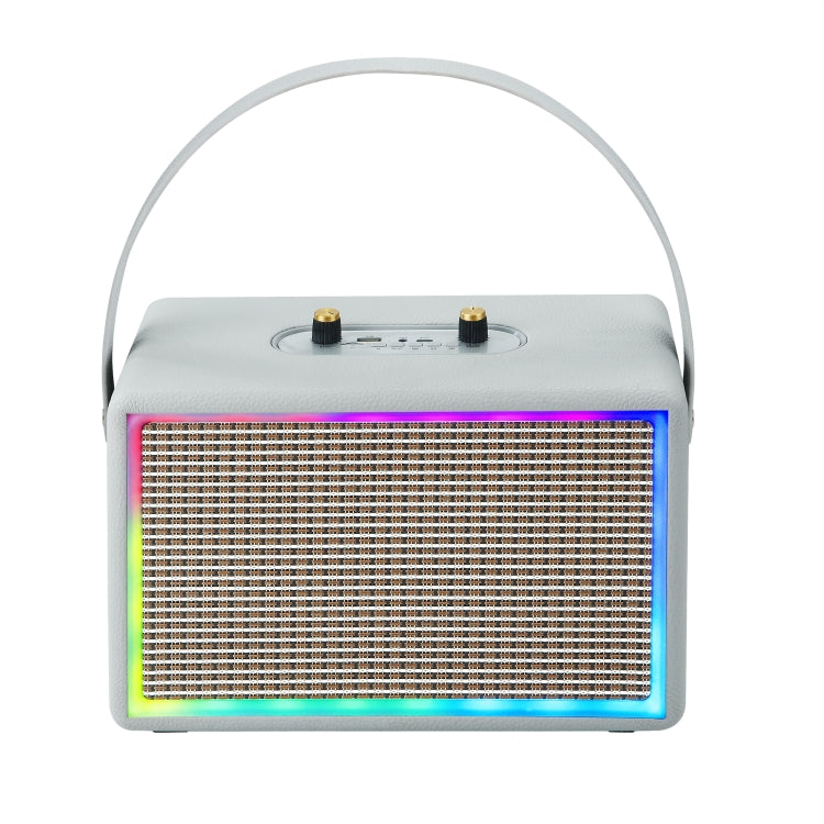 Leather Colorful Light Effect Karaoke Audio Retro Outdoor Bluetooth Speaker, Dual-microphone, Single Speaker