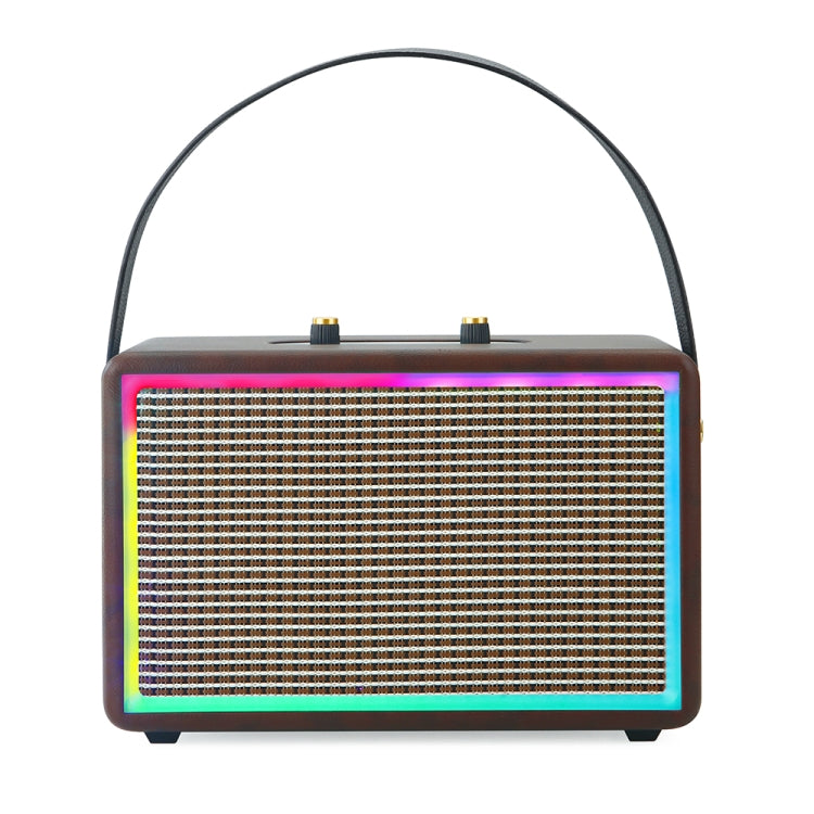 Leather Colorful Light Effect Karaoke Audio Retro Outdoor Bluetooth Speaker, Dual-microphone, Single Speaker