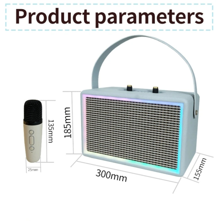 Leather Colorful Light Effect Karaoke Audio Retro Outdoor Bluetooth Speaker, Dual-microphone, Single Speaker