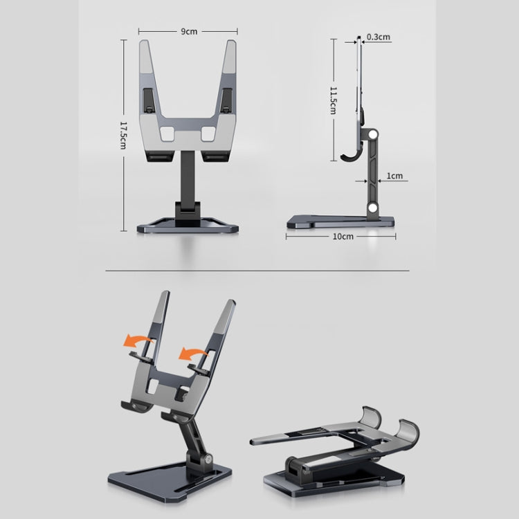 Aluminum Alloy Mobile Phone Holder Foldable Tablet Phone Radiator Stand, Radiator Stand Black