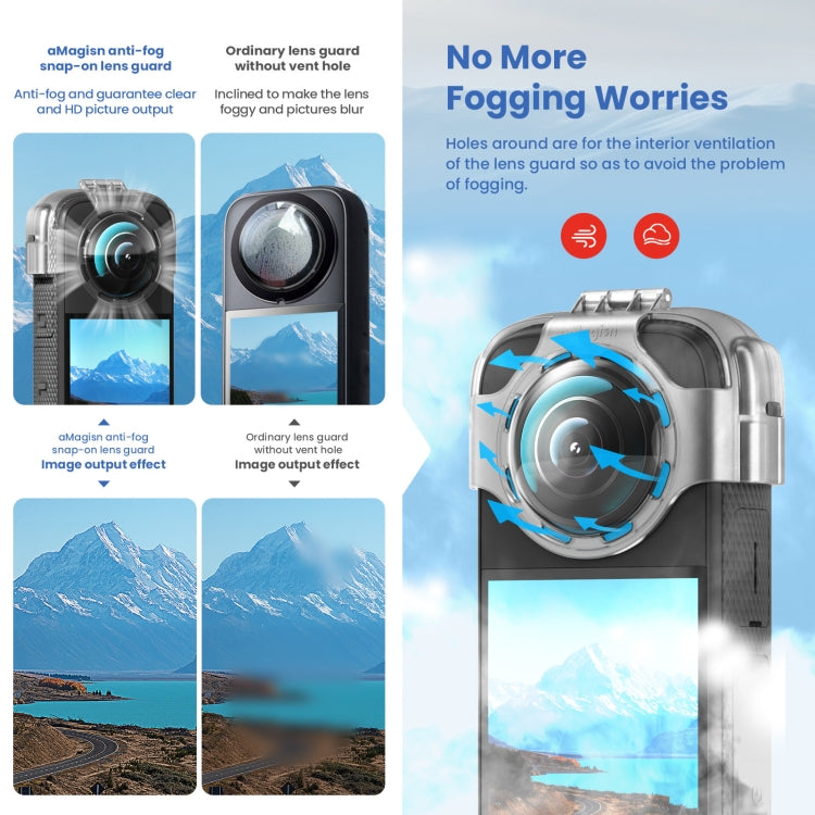 For Insta360 X3 AMagisn Protective Camera Accessories, Lens Guard, Silicone Case, Lens Guard+Case