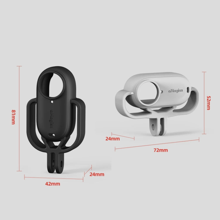 For Insta360 GO 3 AMagisn Silicone Case Camera Protective Accessories, Horizontal Gray, Vertical Gray, Horizontal Black, Vertical Black