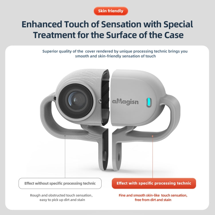 For Insta360 GO 3 AMagisn Silicone Case Camera Protective Accessories, Horizontal Gray, Vertical Gray, Horizontal Black, Vertical Black