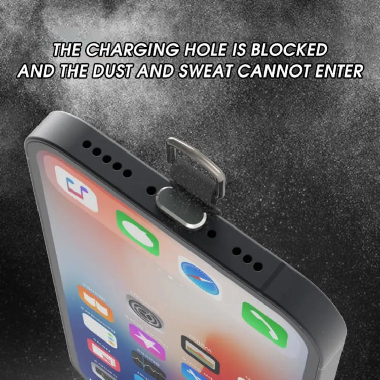 2 In 1 Phone Charging Port Silicone Dust Plug + Lanyard Patch Set, 8 Pin, Type-C