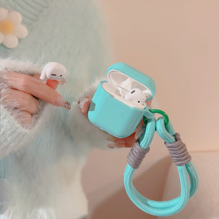 Housse d'écouteurs en silicone couleur contrastée Dopamine avec dragonne, pour AirPods 3, AirPods Pro 2, AirPods Pro, AirPods 2 / 1