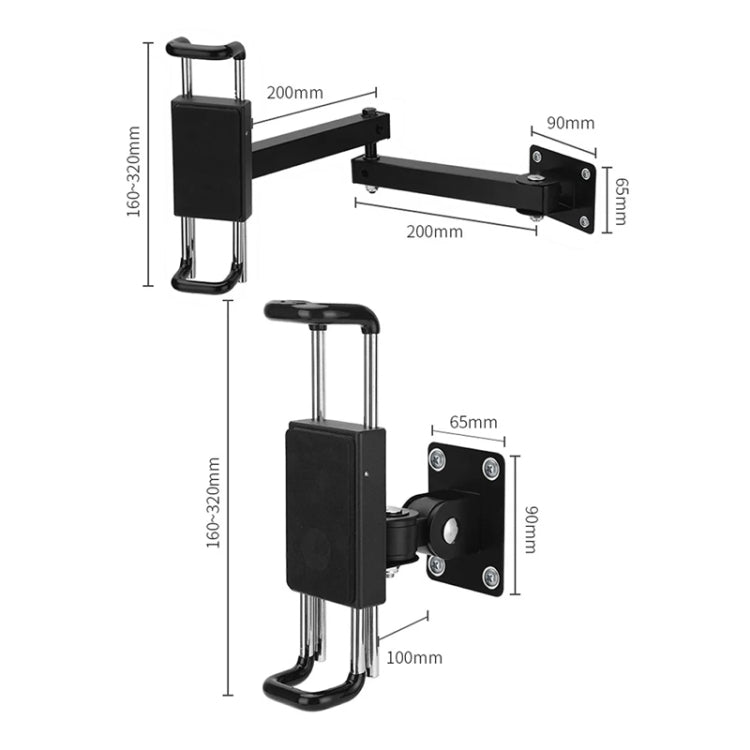 Tablet Wall Mount Holder Foldable Extendable Aluminum Alloy Mount With Anti Theft Security Lock