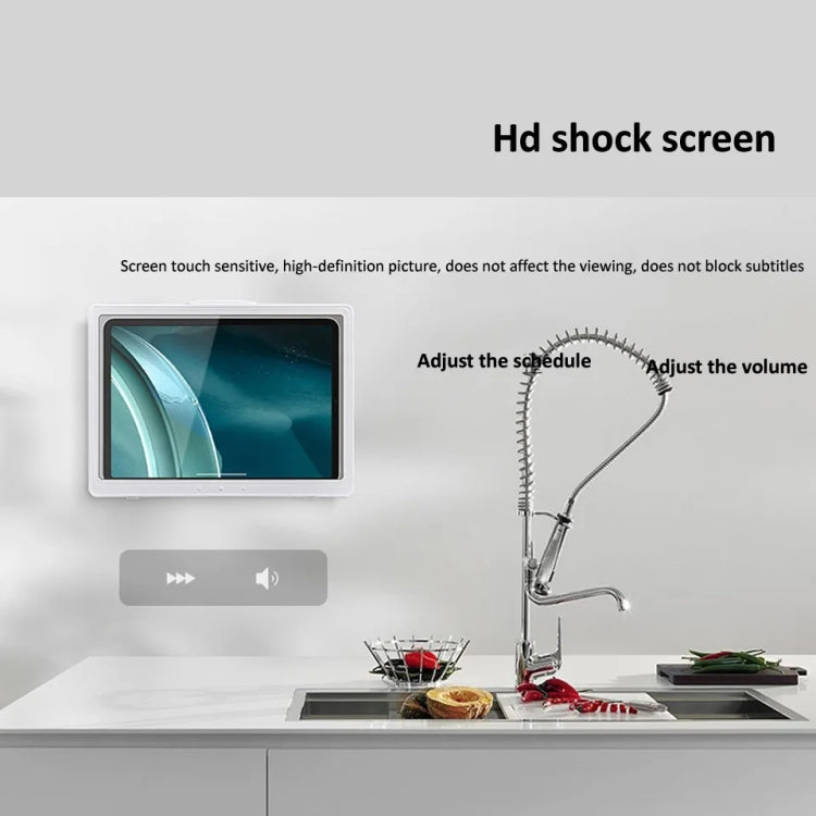 Waterproof Shower Tablet Holder Case Bathroom Kitchen Wall Mount Storage Box For IPad, Tablet Black, Tablet  White