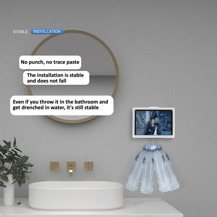 Waterproof Shower Tablet Holder Case Bathroom Kitchen Wall Mount Storage Box For IPad, Tablet Black, Tablet  White