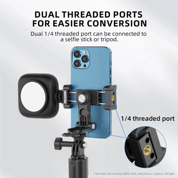 Telesin  Mobile Phone Clip 360 Degree Rotating Desktop Bracket With Cold Shoe Mount, Phone Clip